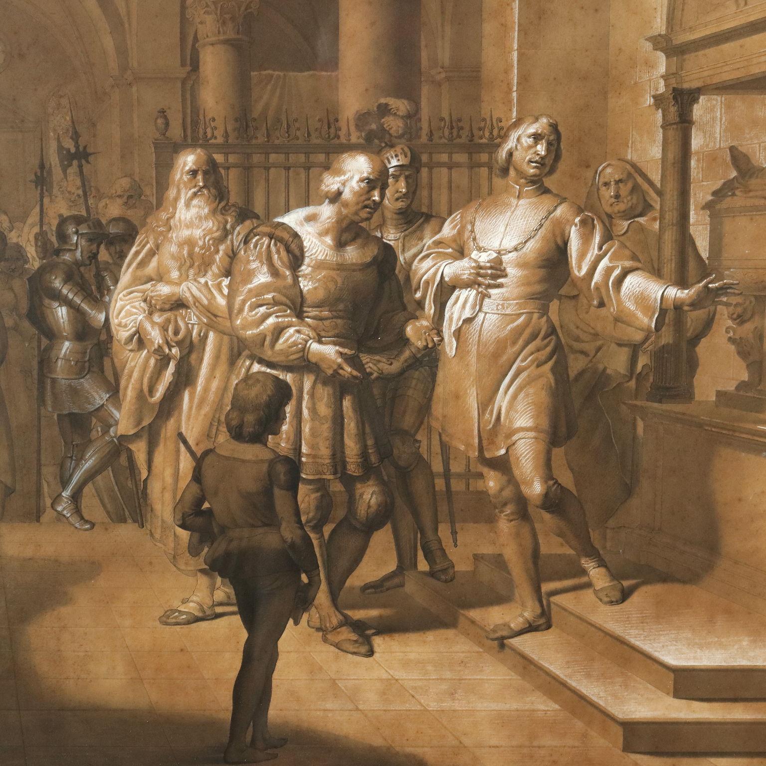 Peinture Ludovic le Moro sur la tombe de Béatrice d'Este 19e siècle - Autres styles artistiques Painting par Unknown