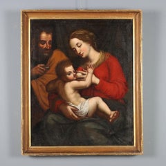 Peinture Madone et Enfant avec St Joseph 17ème siècle