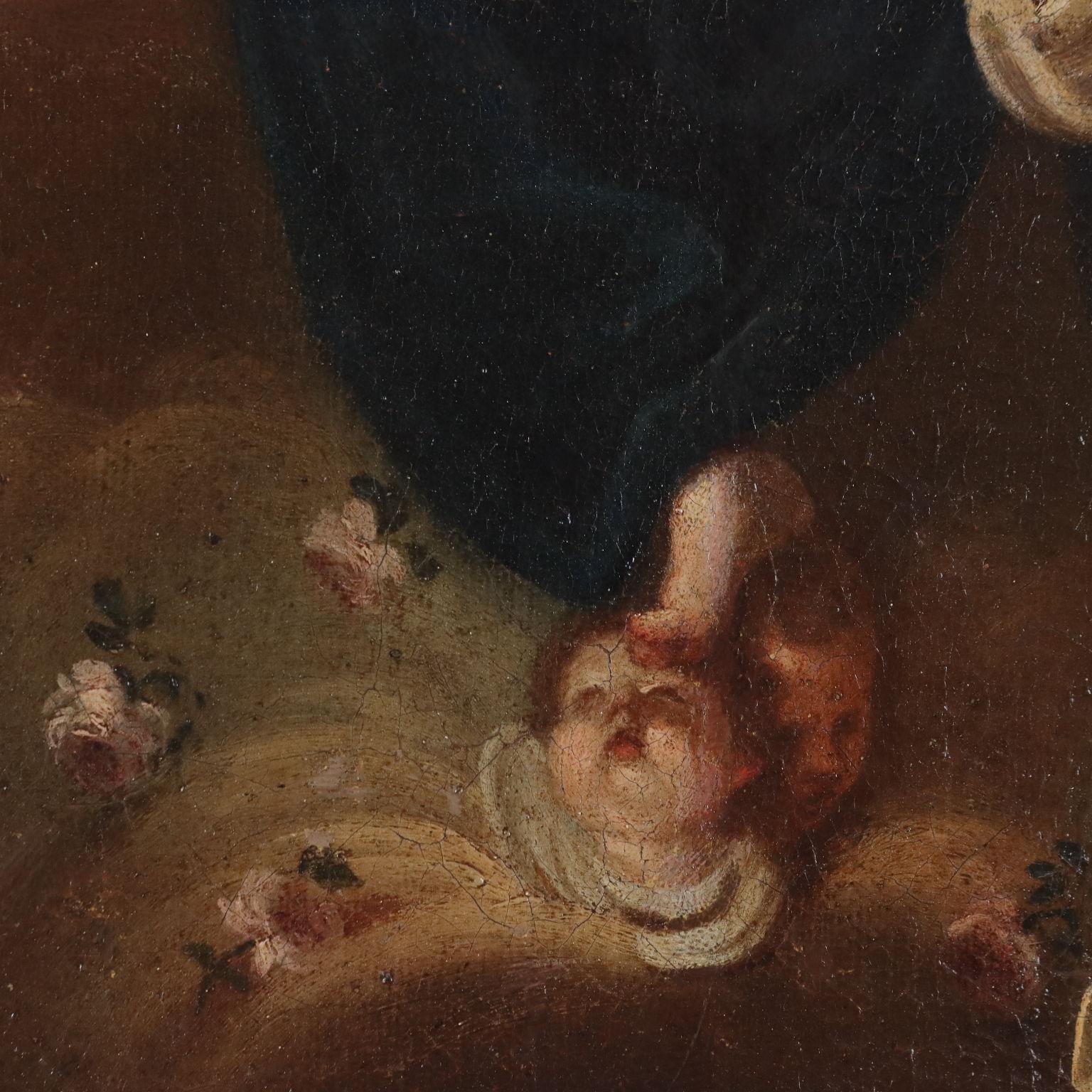 Dipinto Madonna con Bambino e Santa Caterina da Siena 1600s-1700s 4