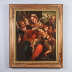 Painting: *Madonna and Child with Saints*, oil on canvas. XVIIth century.