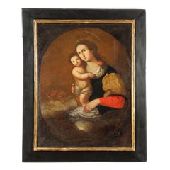 Gemälde Madonna und Kind mit Engeln 17.-18. Jahrhundert