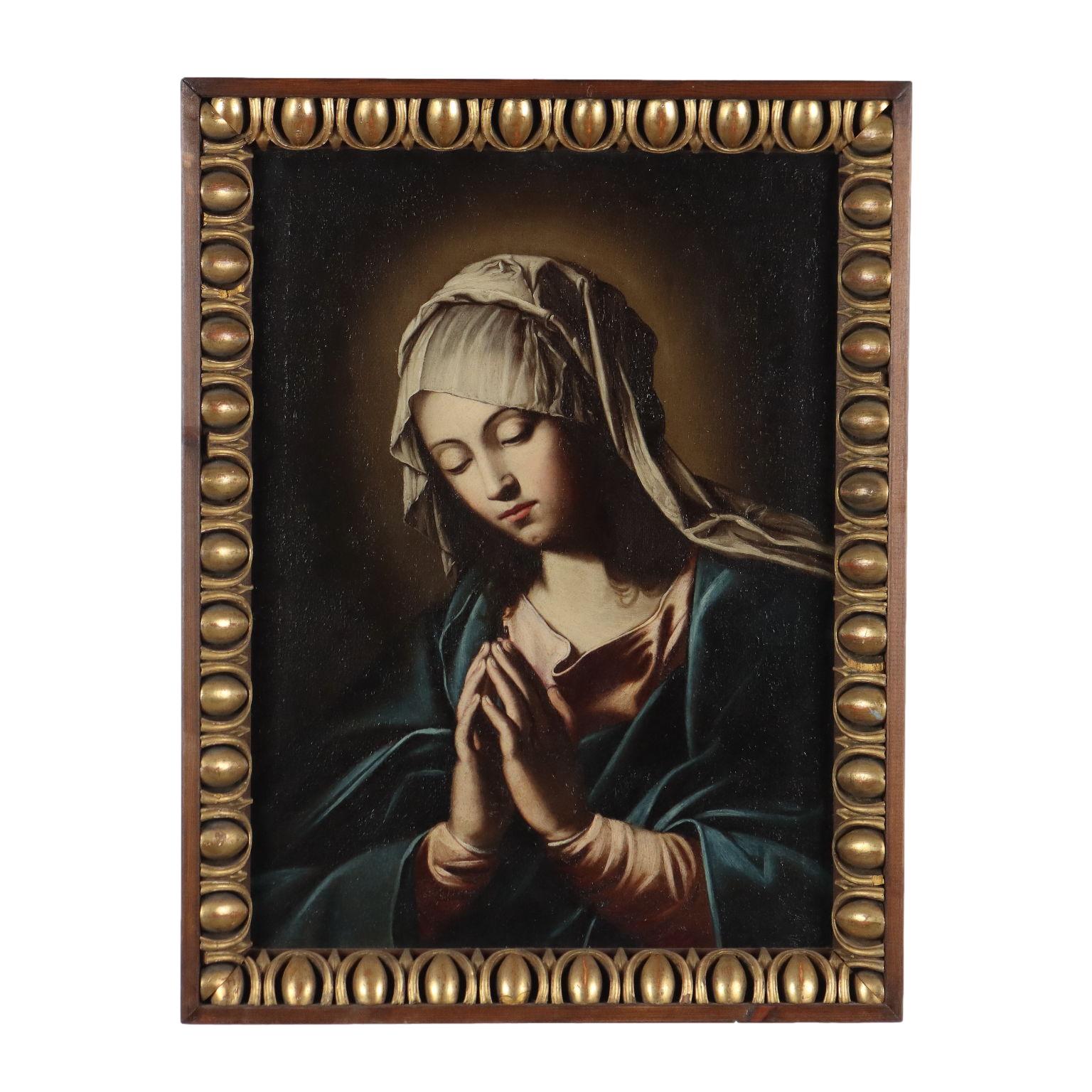 Figurative Painting de Unknown - Pintura Madonna Orante siglo XVIII