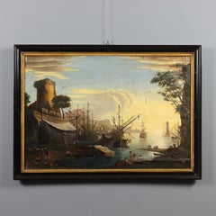 Marina del Porto painting, 18th century, oil on canvas, unsigned.