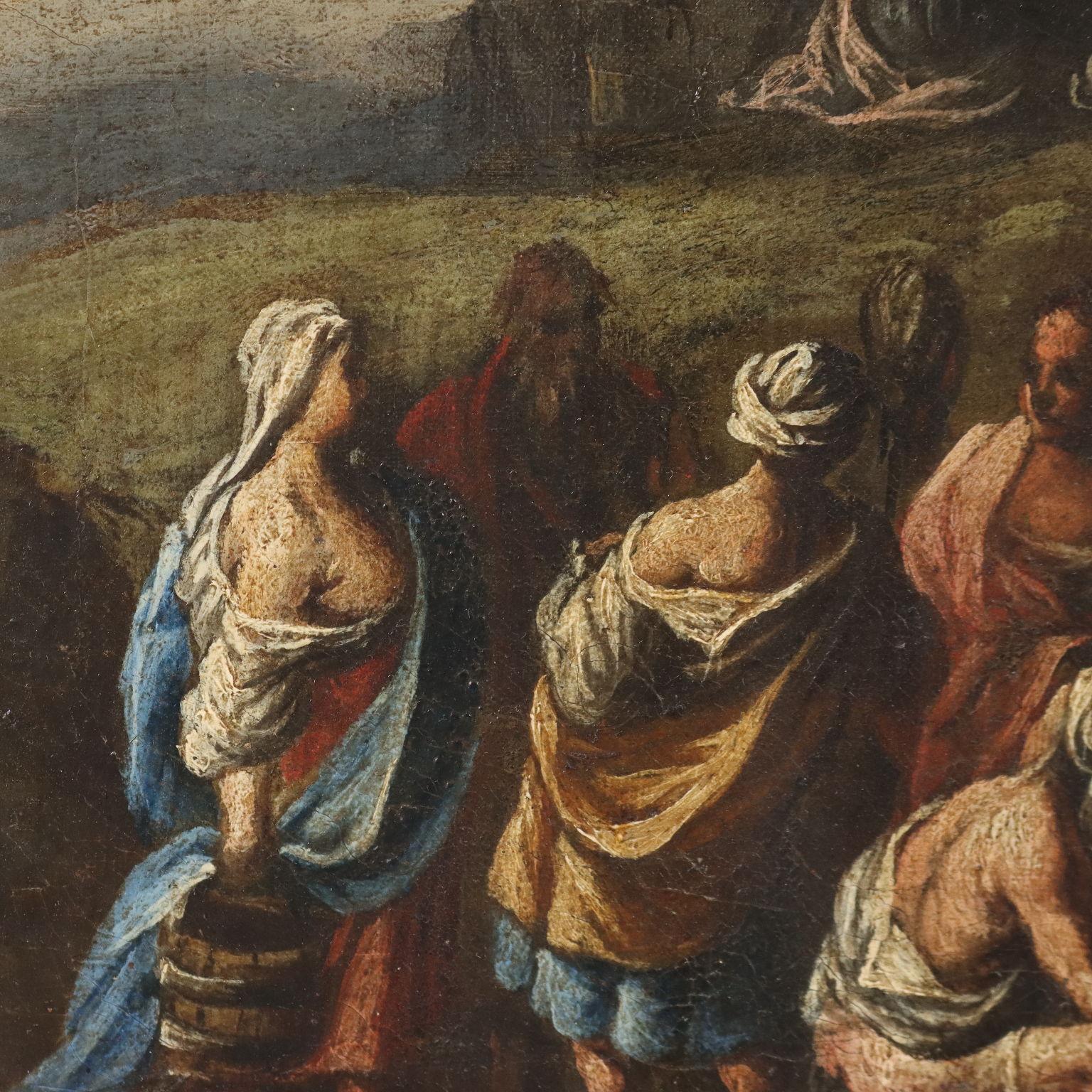 Painting Moses Makes Water Flow from the Rock XVII-XVIII  century For Sale 2