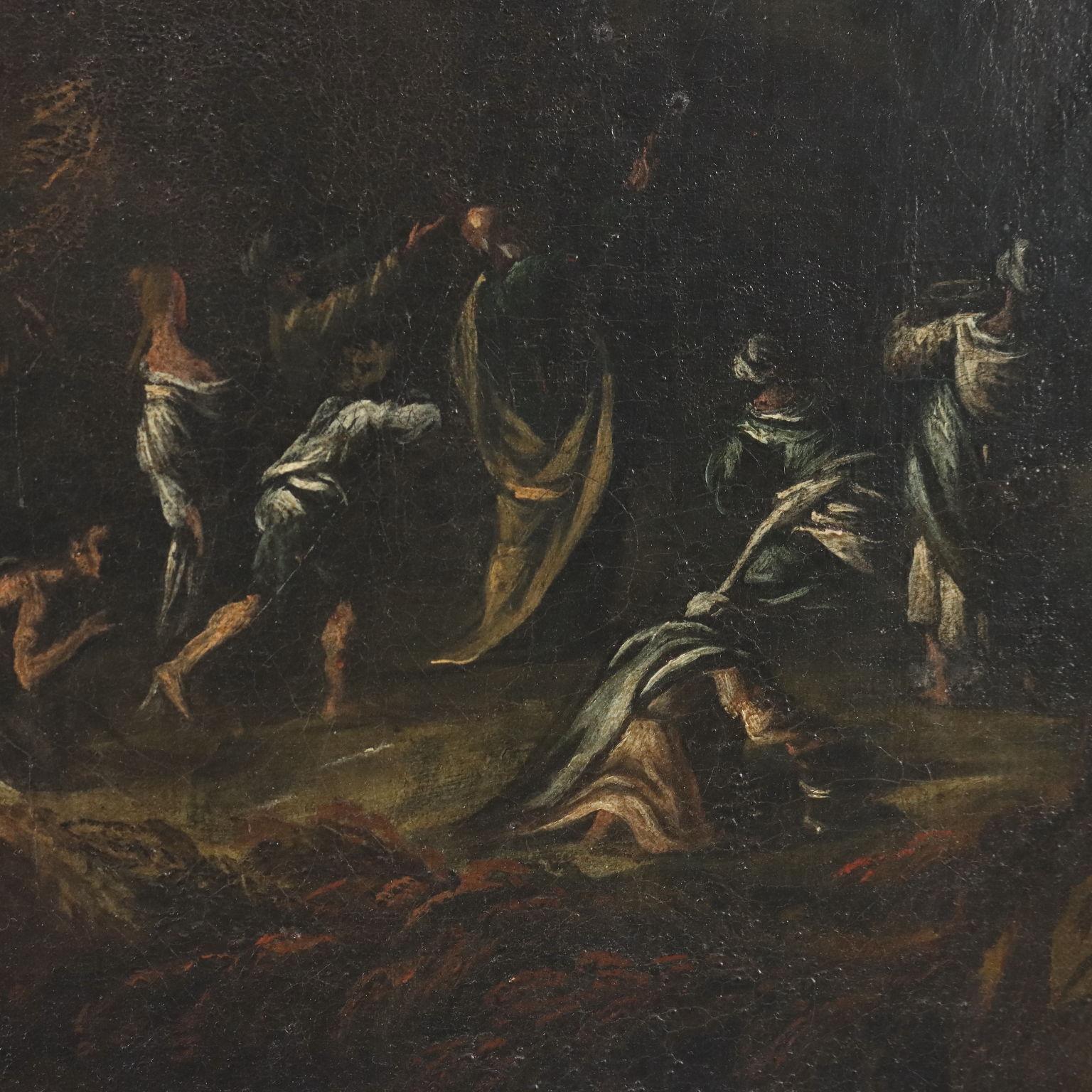 Painting Moses Makes Water Flow from the Rock XVII-XVIII  century For Sale 4