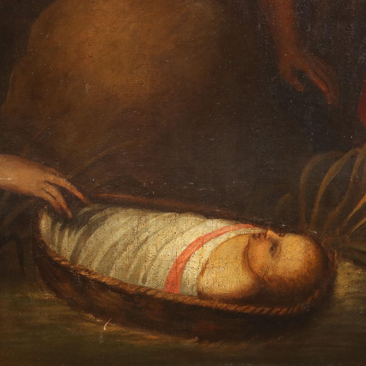 Pintura Moisés salvado por las aguas, siglo XVII en venta 1