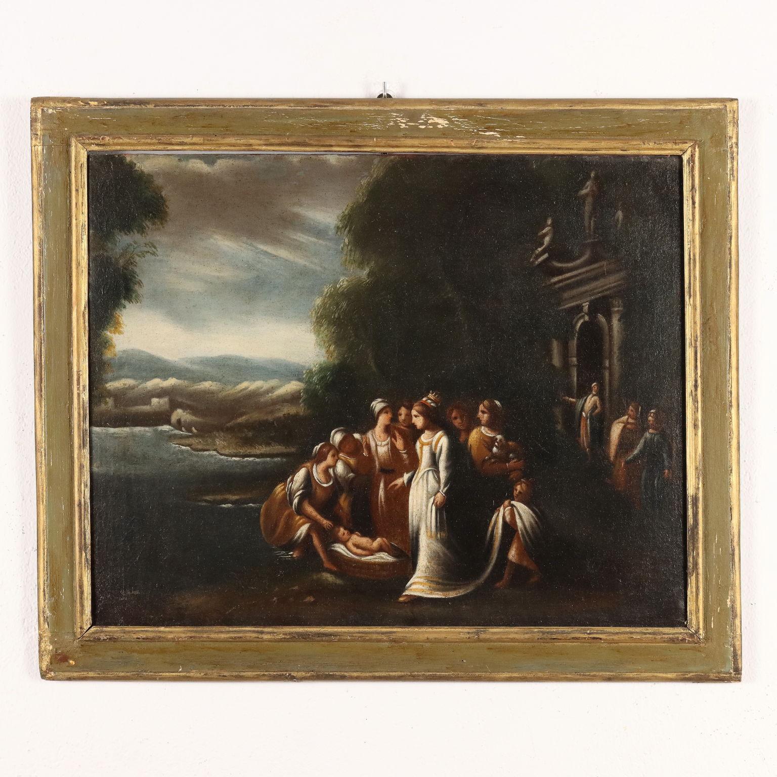Painting Moses Saved by the Waters, 17th-18th century For Sale 1