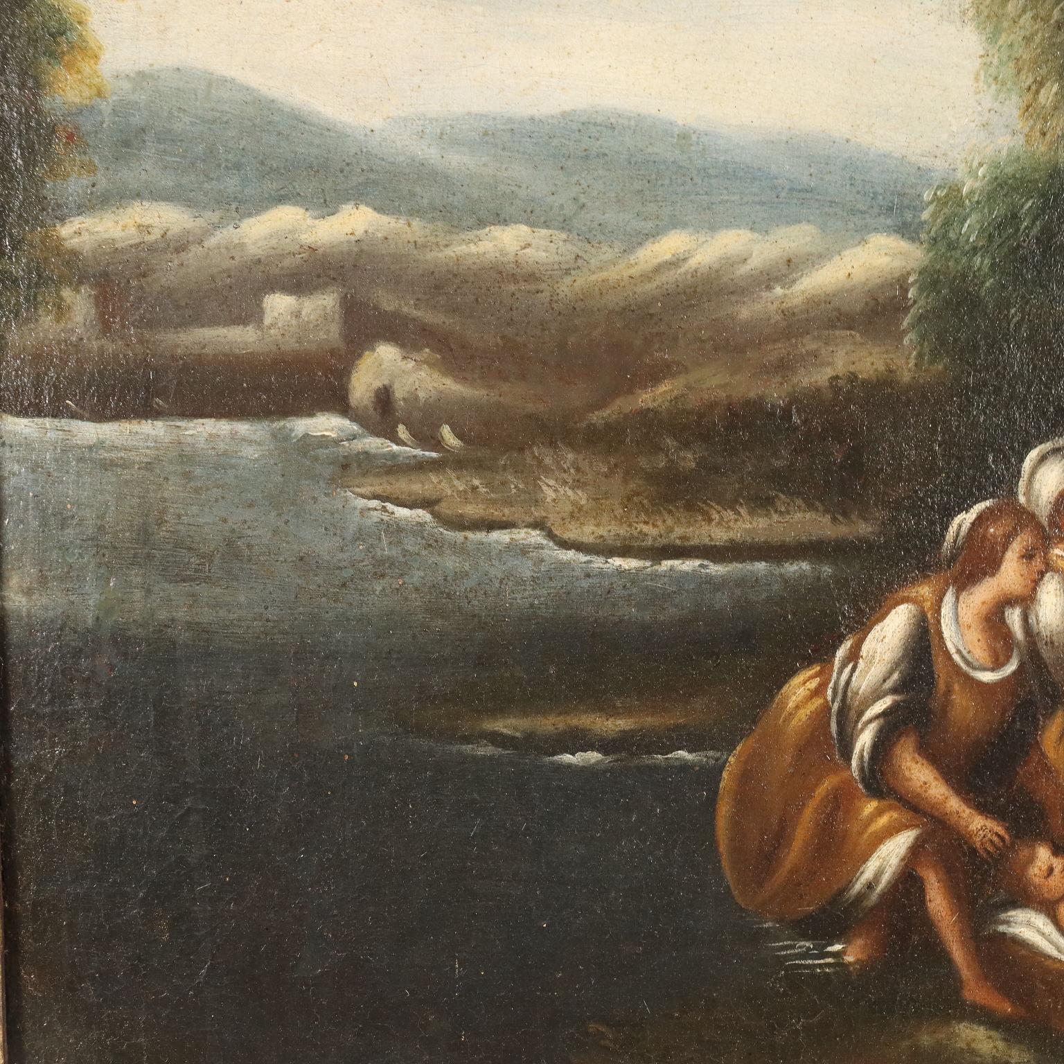 Painting Moses Saved by the Waters, 17th-18th century For Sale 7