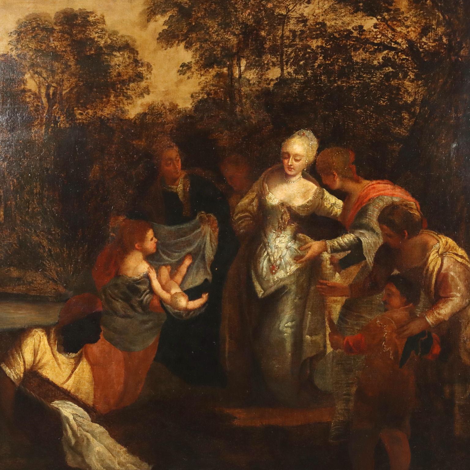 Dipinto Mosè salvato dalle Acque XVIII secolo - Painting Altro stile artistico di Unknown