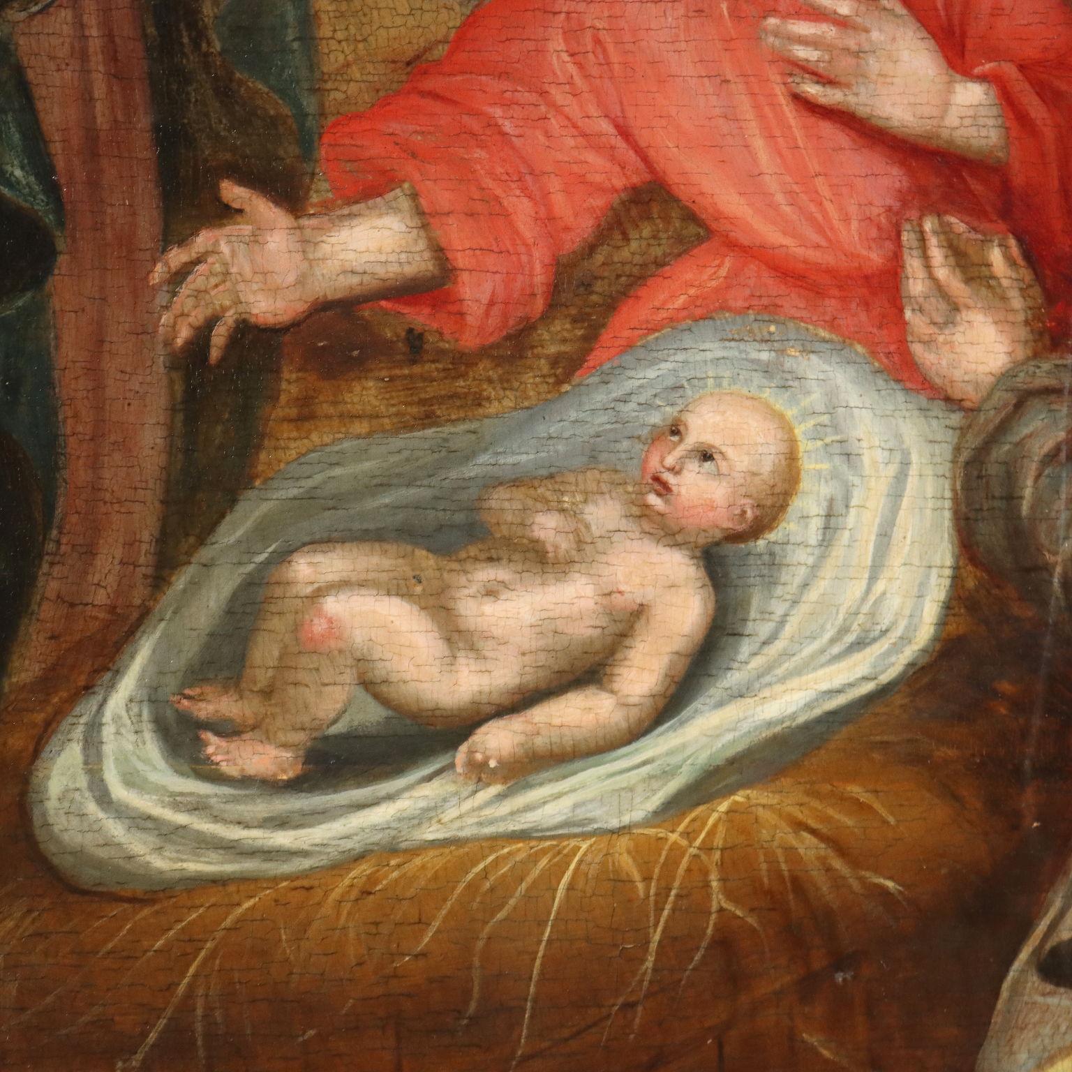 Dipinto Natività di Gesù XVIII secolo - Figurative Painting Black di Unknown