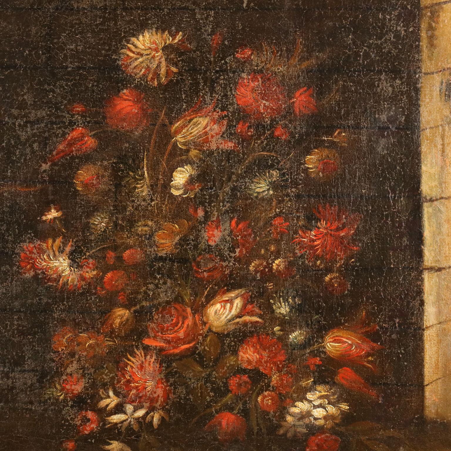 Painting Still Life with Flowers and Fruit 17th-18th century For Sale 2