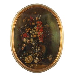 Pintura Naturaleza muerta con flores y calabaza, primera mitad del siglo XX