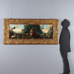 Painting Orpheus Enchants Animals Oil on panel. North European School of the 18th