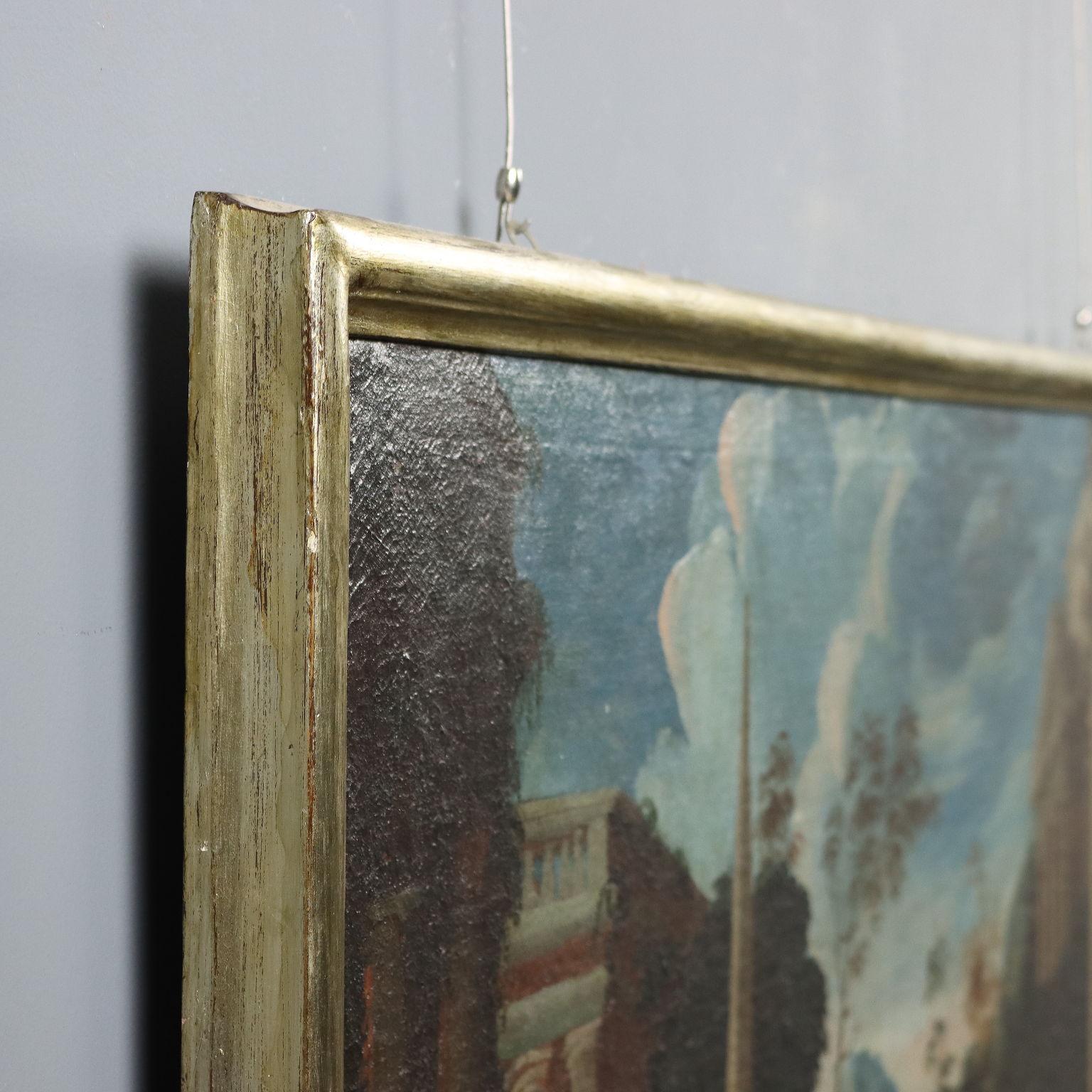 Dipinto Paesaggio con Architetture e Figure XVIII secolo im Angebot 6