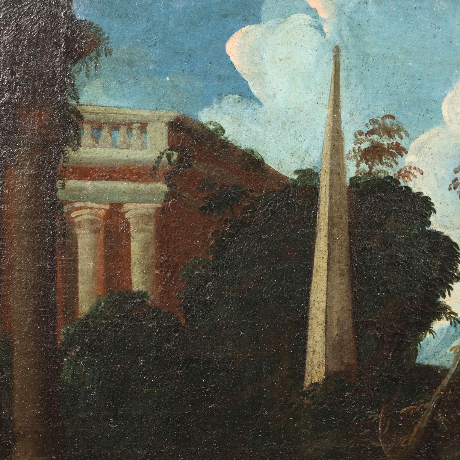 Dipinto Paesaggio con Architetture e Figure XVIII secolo im Angebot 3