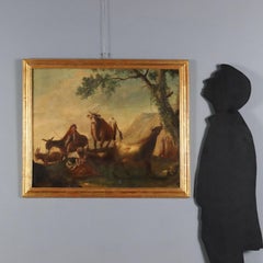 Painted Landscape with Herdsmen and Shepherds 17th-18th century