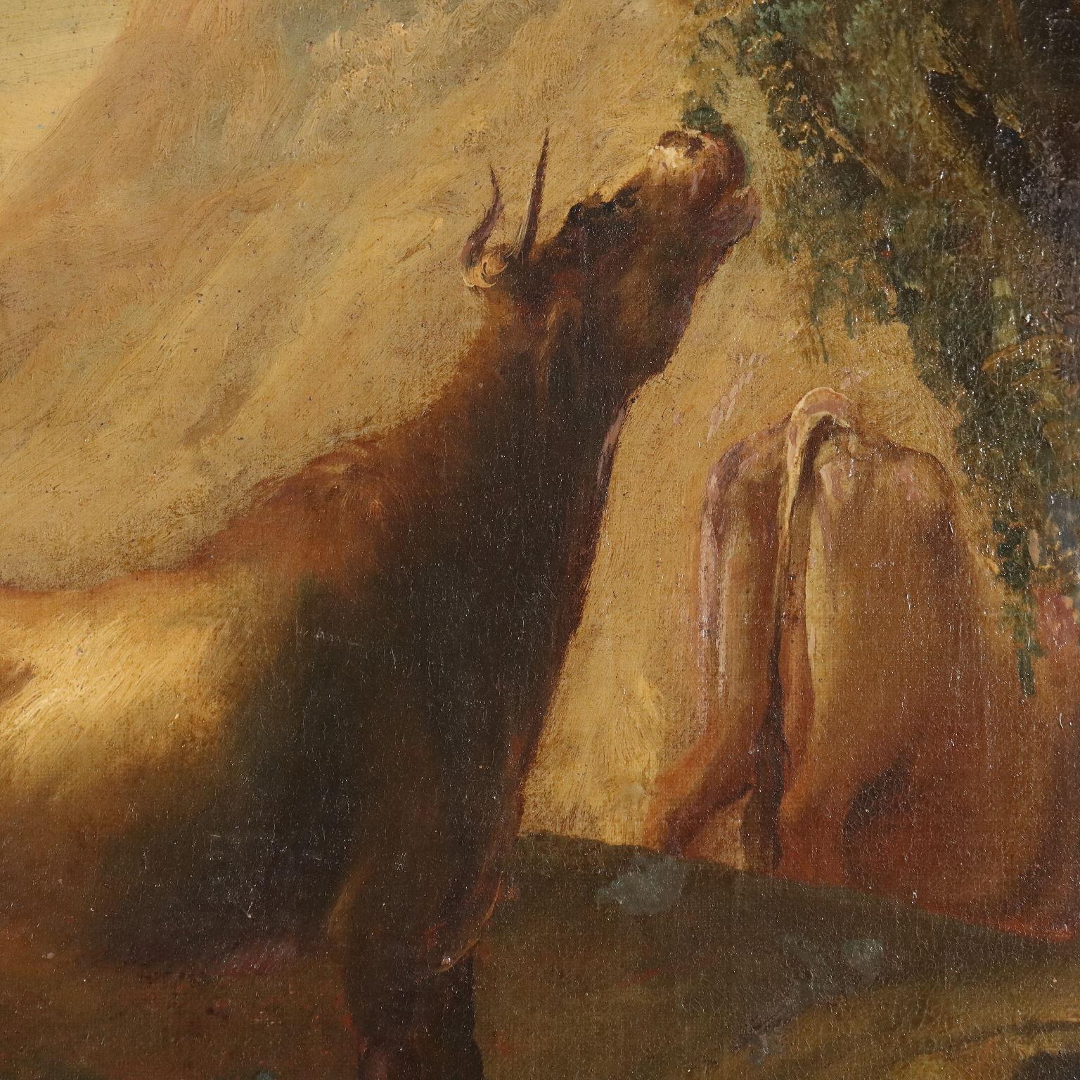 Peinture Paysage avec bergers et bergères 17-18ème siècle en vente 2