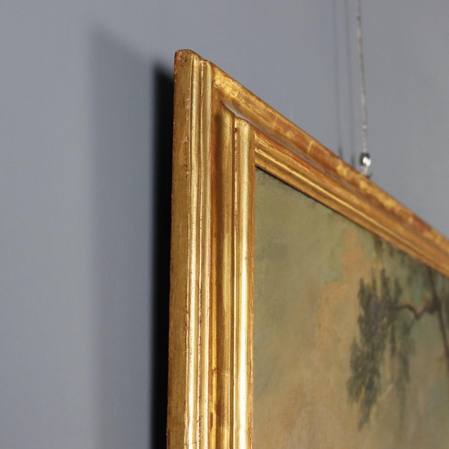 Peinture Paysage avec bergers et bergères 17-18ème siècle en vente 4