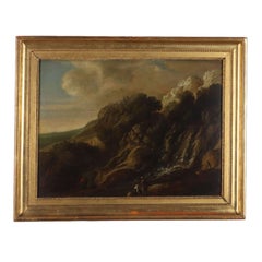 Pintura Paisaje con cascada y figuras Siglo XVII