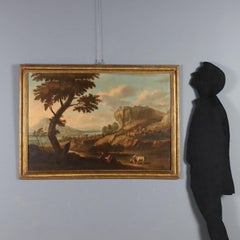 Dipinto Paesaggio con Edifici e Pastori XVIII secolo