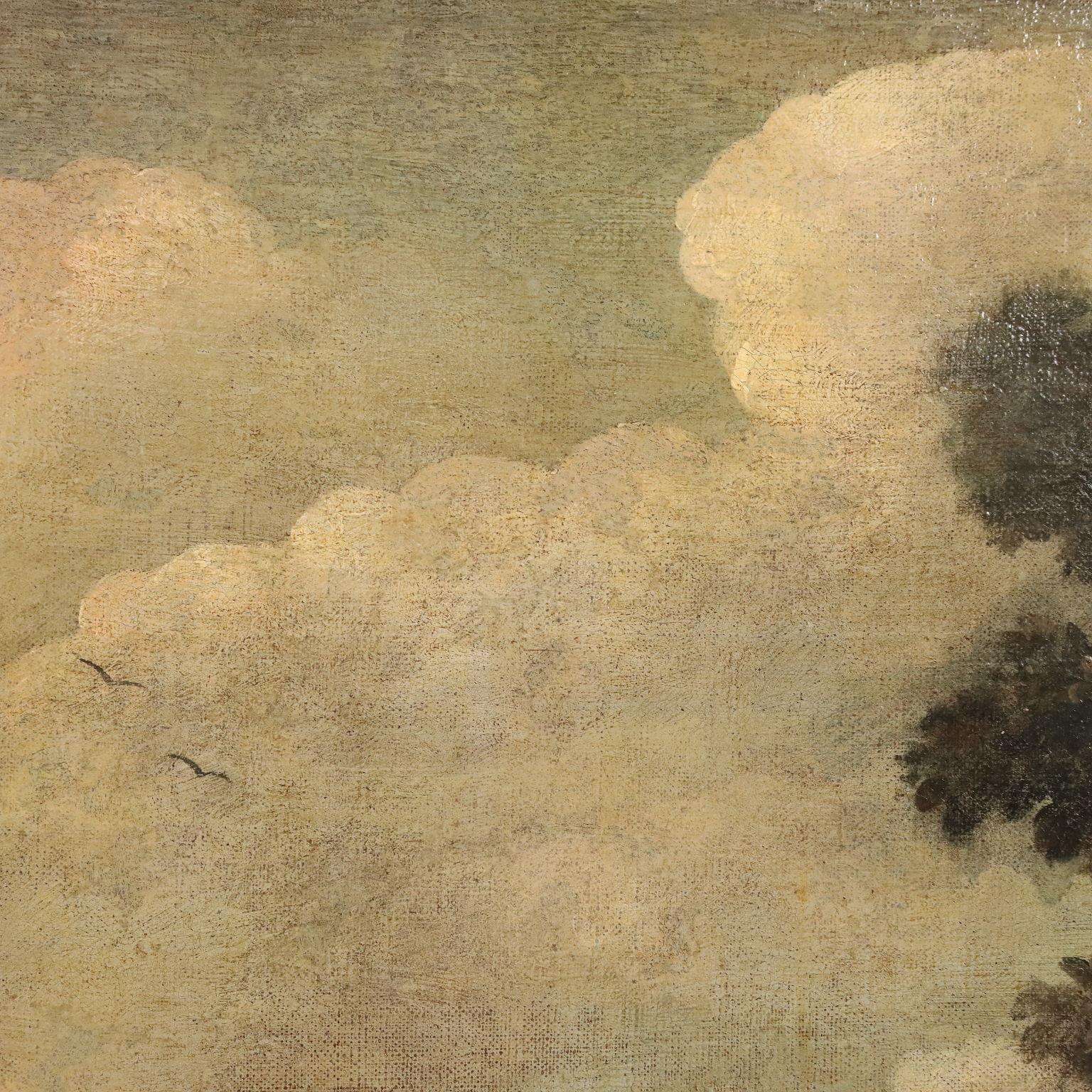 Dipinto Paesaggio con Edificio e Figure XVIII secolo im Angebot 3