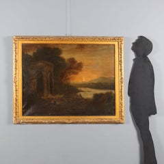 Pintura Paisaje con figuras y arquitectura Siglo XVIII
