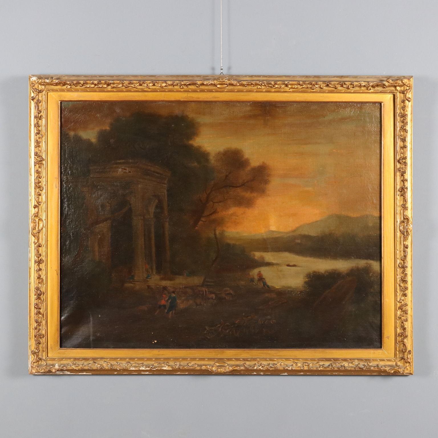 Painting Landscape with Figures and Architecture 18th century