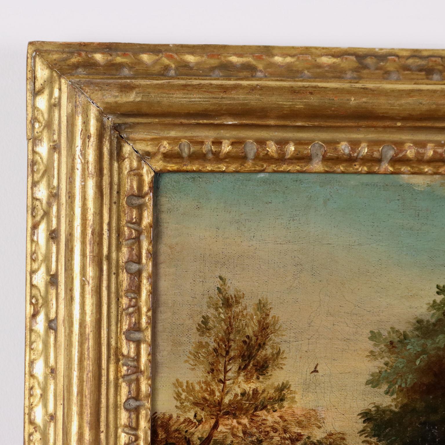 Peinture Paysage avec figures et troupeaux 18e siècle en vente 5