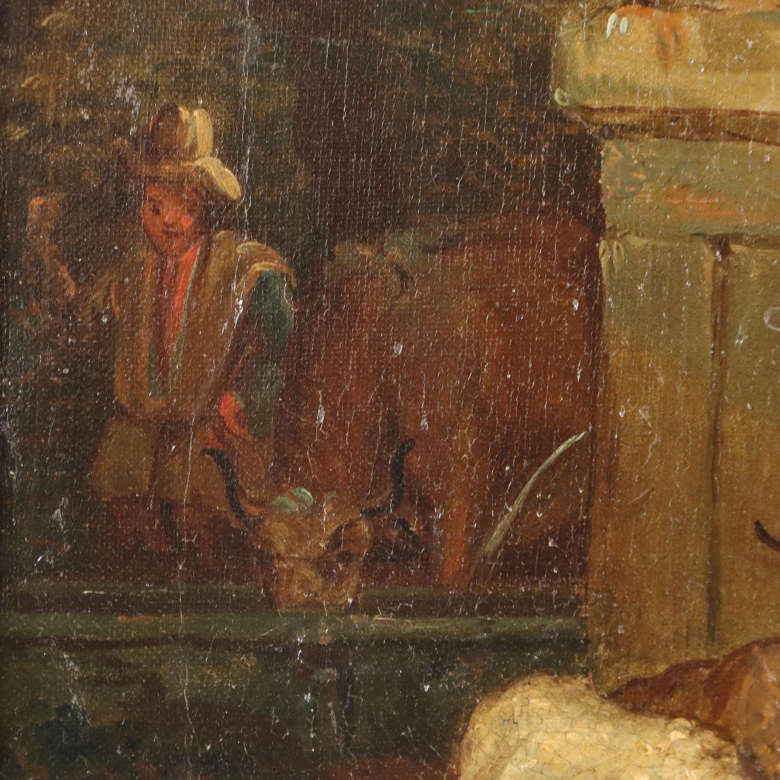Peinture Paysage avec figures et troupeaux 18e siècle en vente 1
