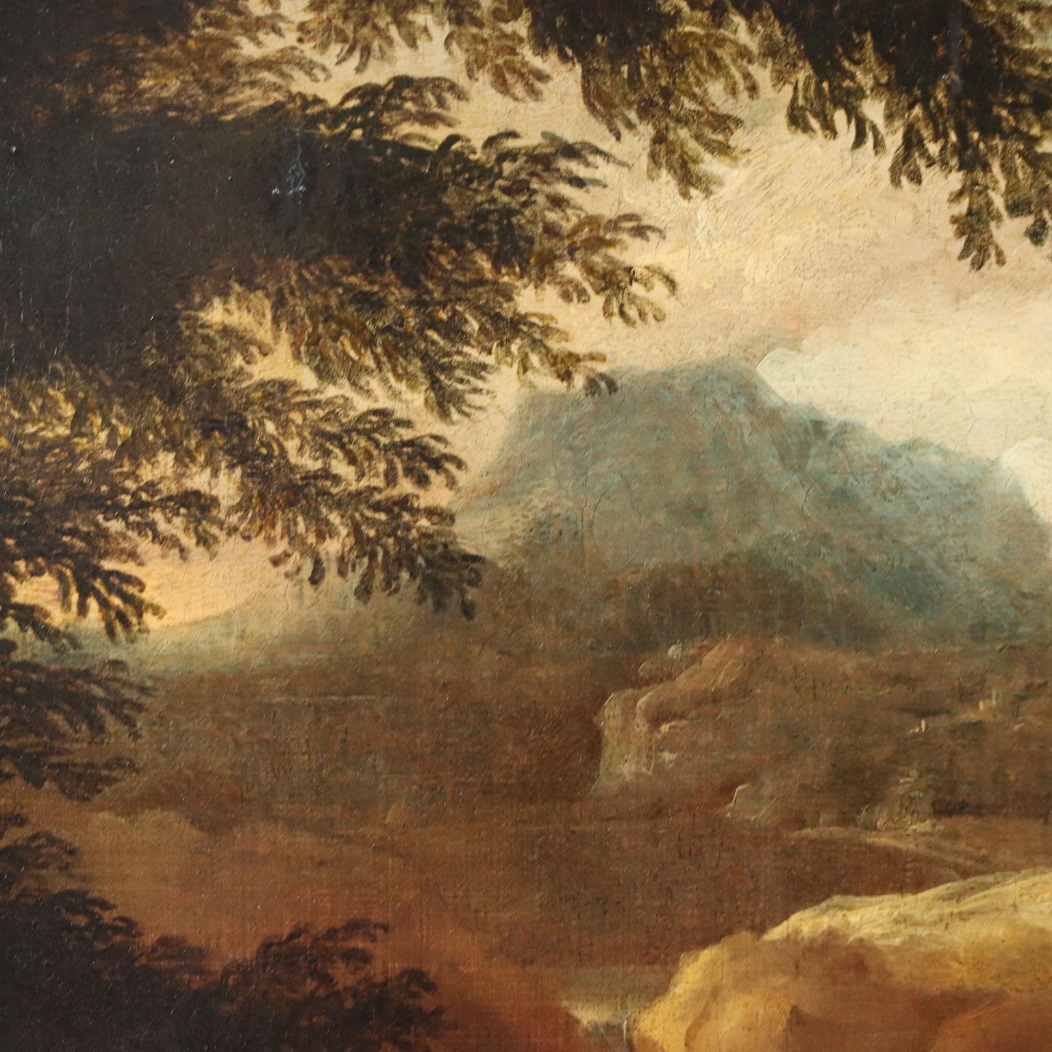 Dipinto Paesaggio con Figure fine 700 inizio 800 in vendita 3