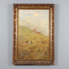 Painting Landscape with Figures late 1800s early 1900s