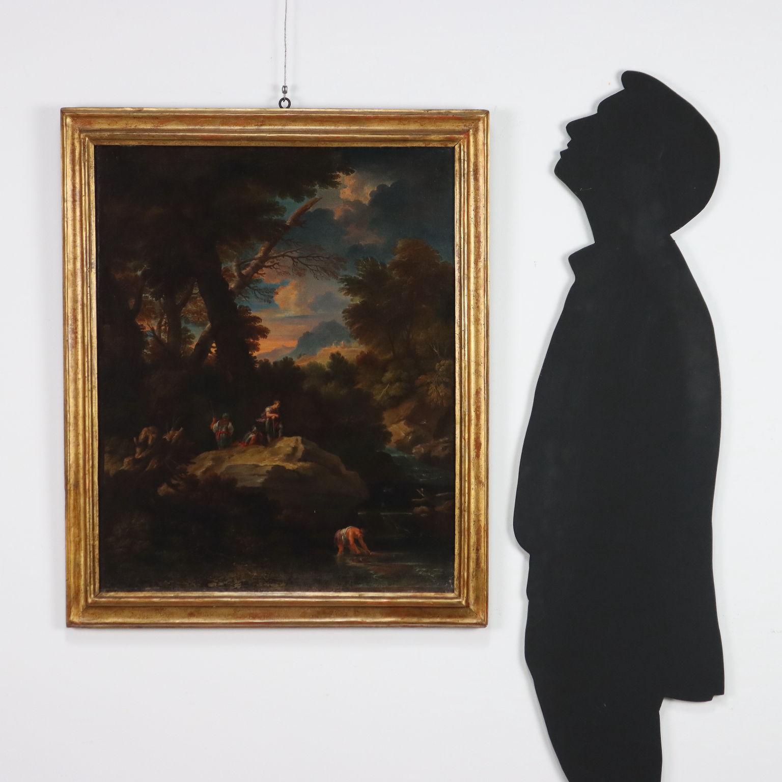 Dipinto Paesaggio con Figure fine XVII secolo - Painting di Unknown