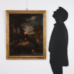 Dipinto Paesaggio con Figure fine XVII secolo