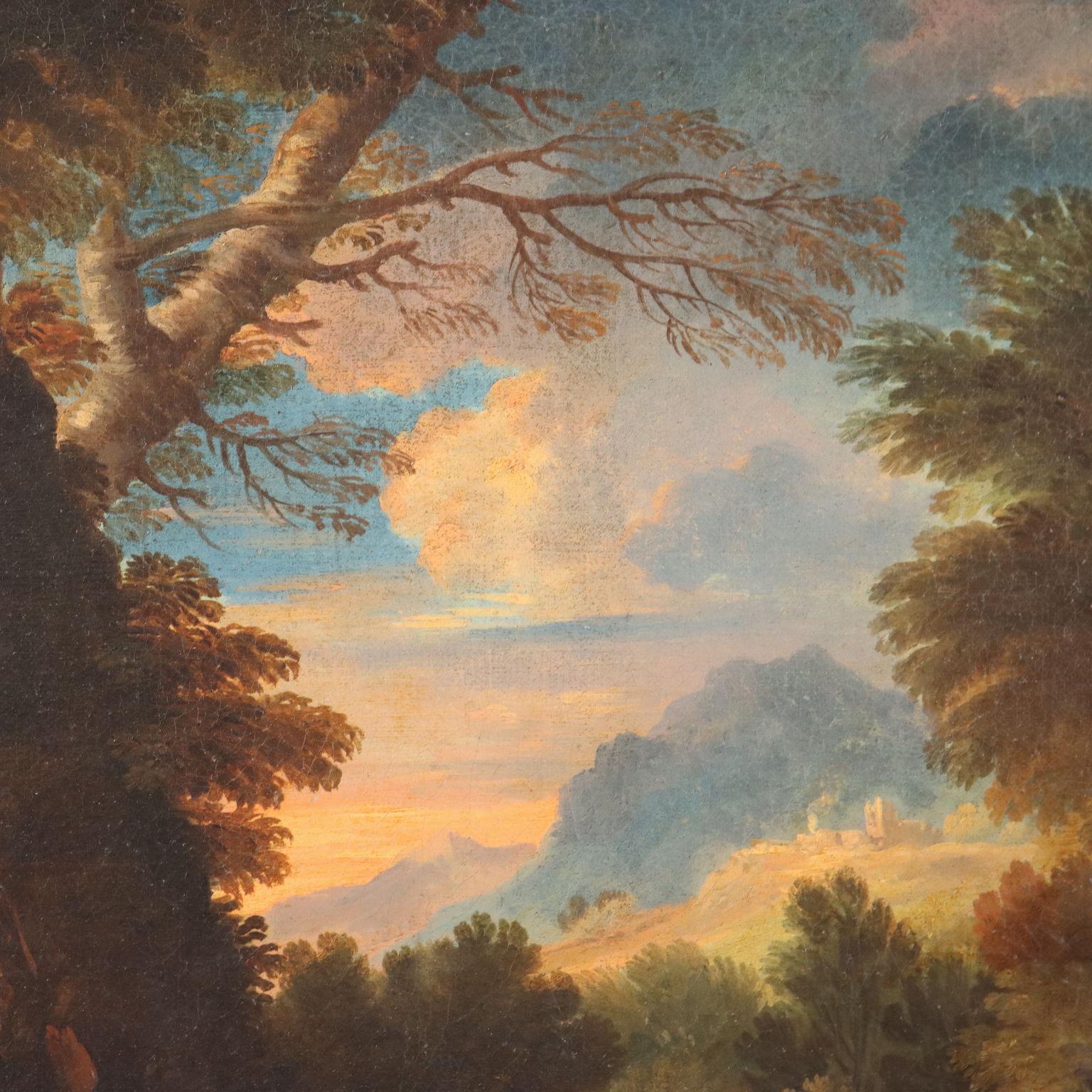 Dipinto Paesaggio con Figure fine XVII secolo in vendita 2