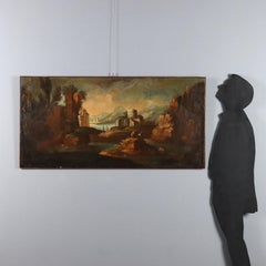 Painting Landscape with Figures Oil on canvas. Venetian school of the 18th century.