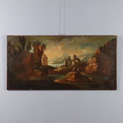 Painting Landscape with Figures Oil on canvas. Venetian school of the 18th century.