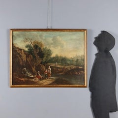 Painting Landscape with Figures Oil on canvas. 18th 18th Century