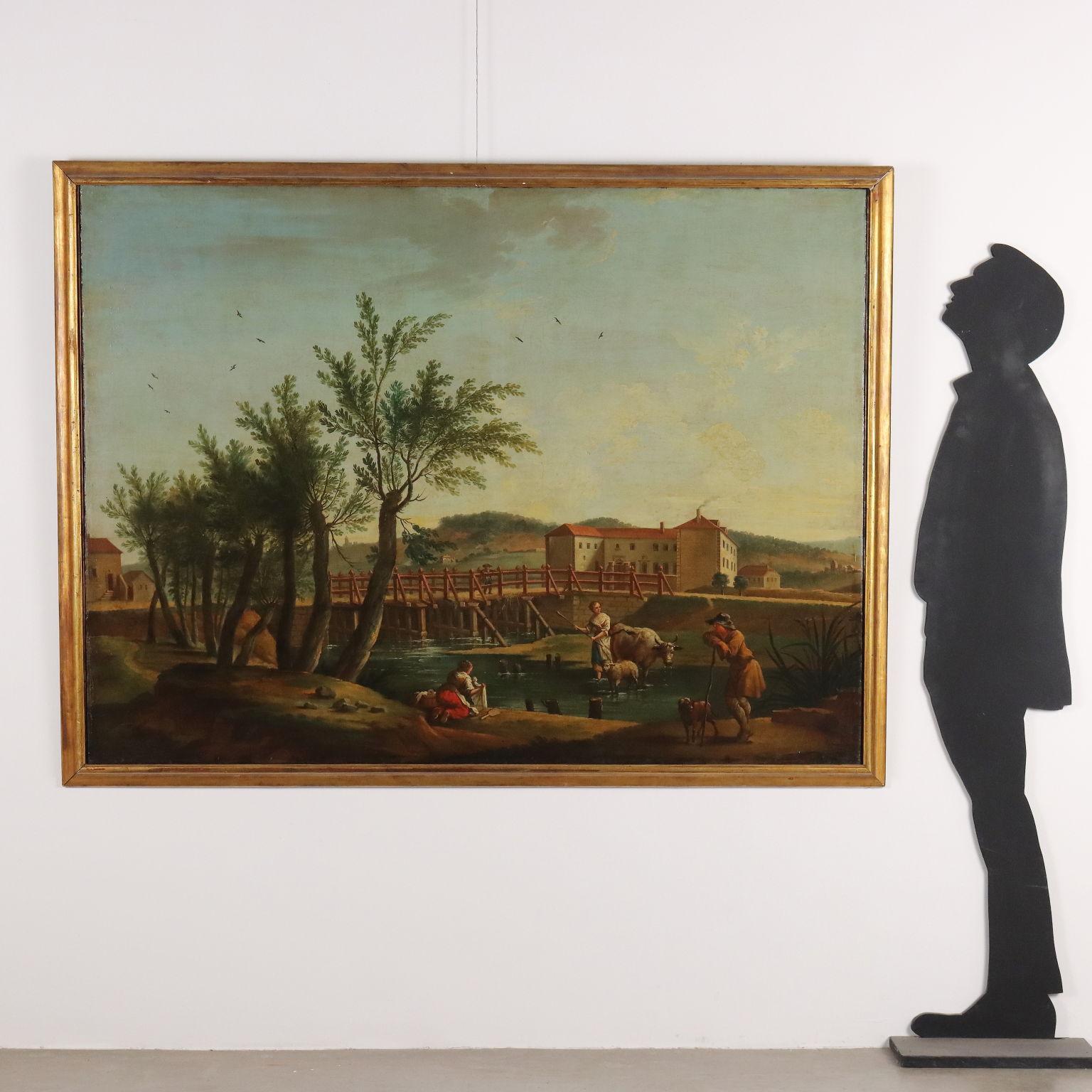 Dipinto Paesaggio con Figure XIX secolo - Painting di Unknown