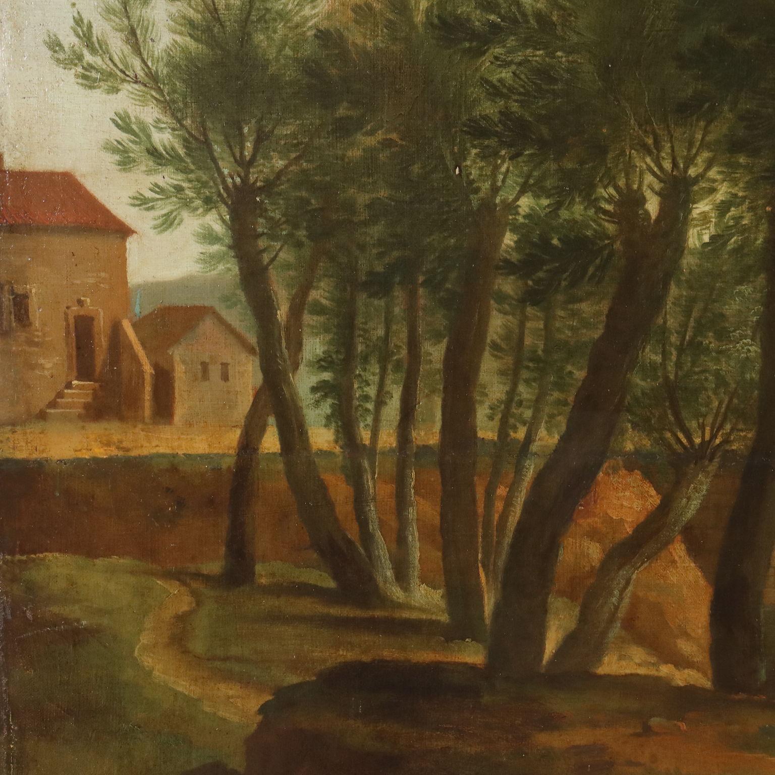 Dipinto Paesaggio con Figure XIX secolo in vendita 3