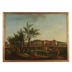 Malerei Landschaft mit Figuren 19. Jahrhundert