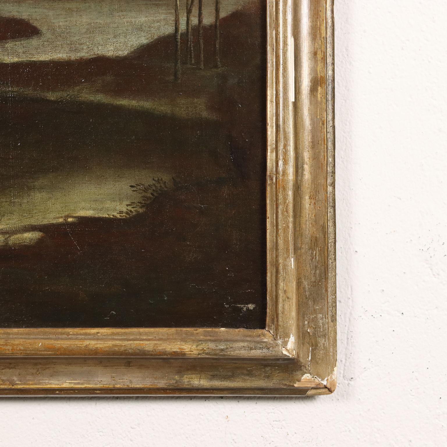 Dipinto Paesaggio con Figure, XVIII secolo For Sale 4