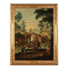 Gemälde Landschaft mit Figuren 18. Jahrhundert