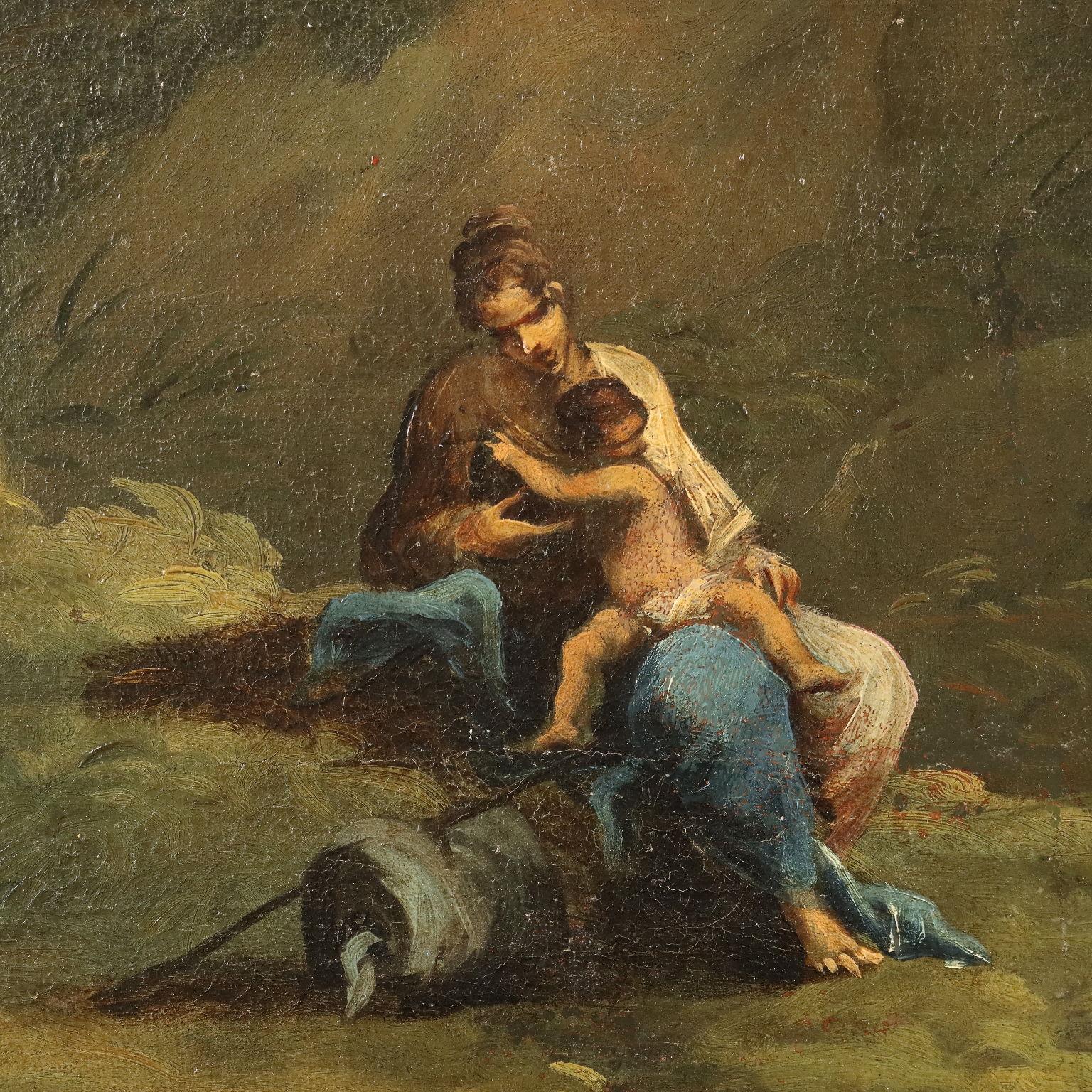 Pintura de paisaje con lavanderas en el río Siglos XVIII-XIX - Painting Otro estilo de arte de Unknown