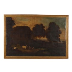 Painted Landscape with Shepherdess and Sheep late 1700s