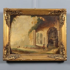 Dipinto Paesaggio con Rovine e Personaggi XVIII secolo