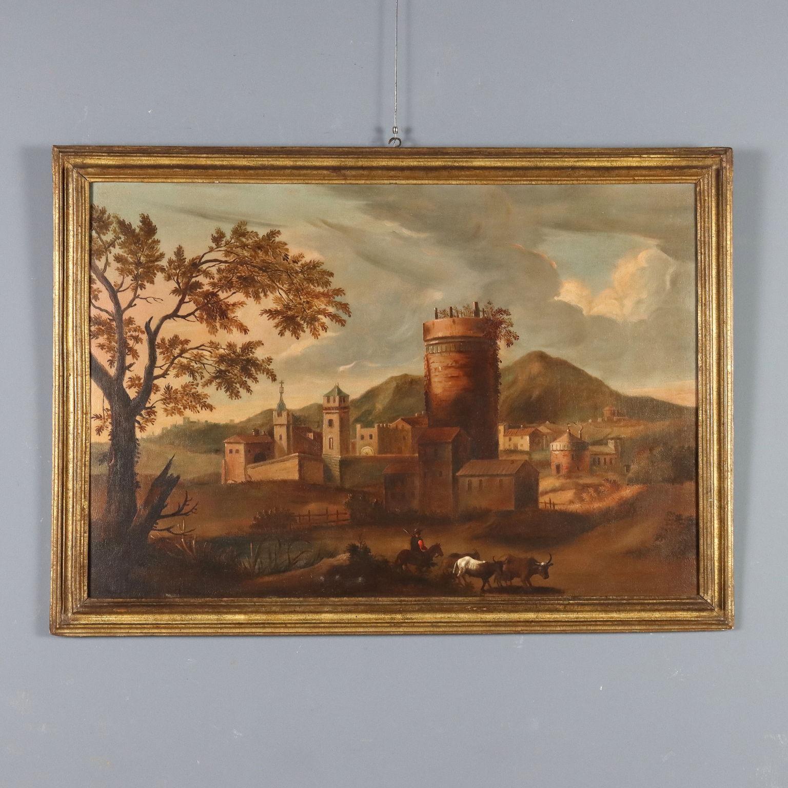 Painted Landscape with Village 18th century