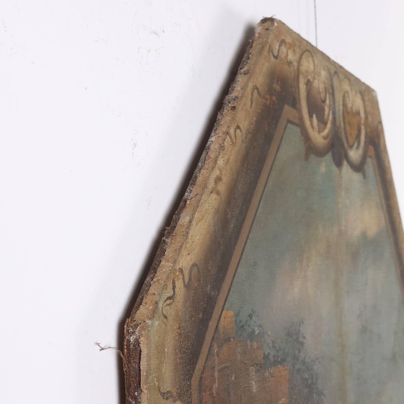 Gemälde Küstenlandschaft mit Gebäuden und Figuren 18. Jahrhundert im Angebot 4