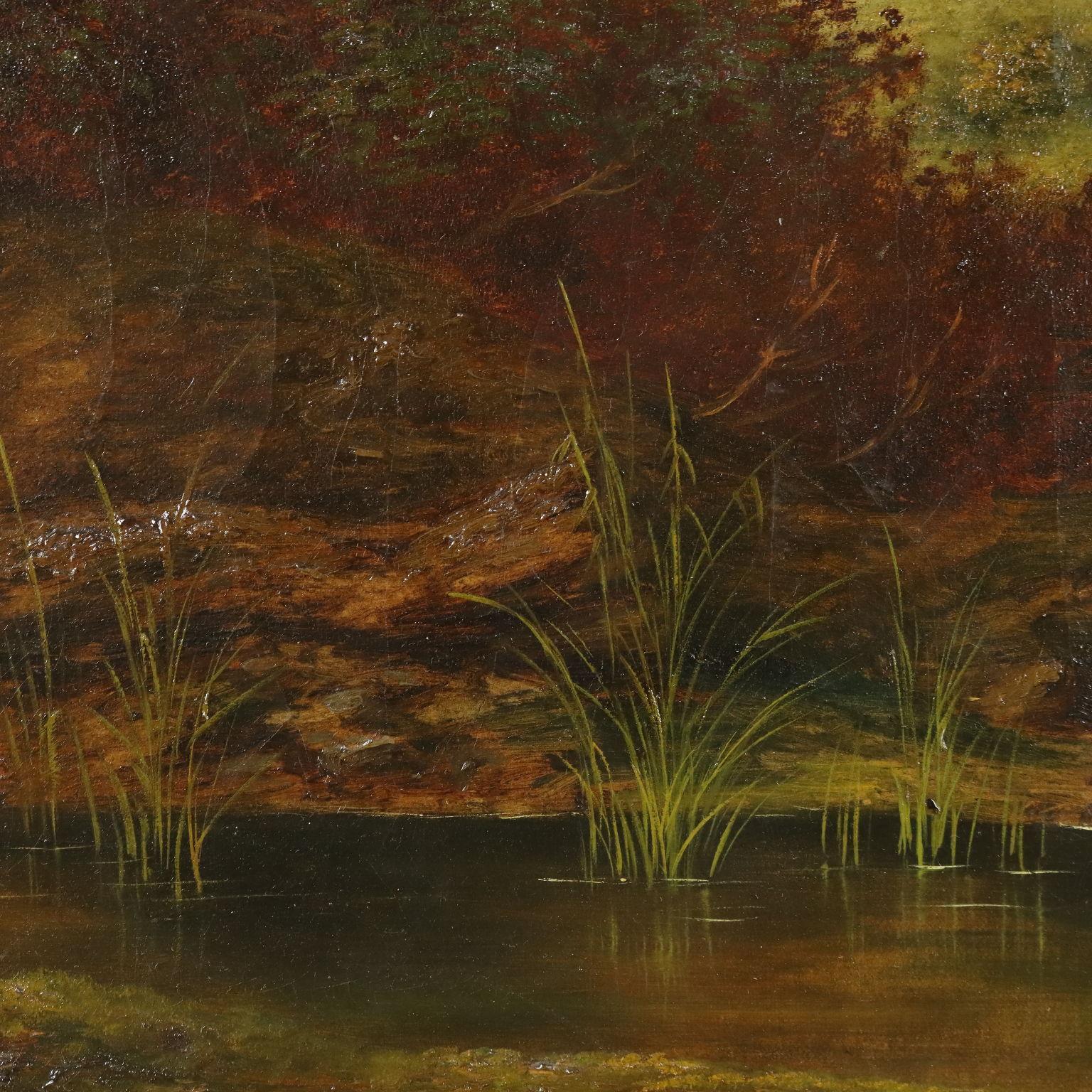 Malerei Landschaft mit Figuren 19.-20. Jahrhundert 2