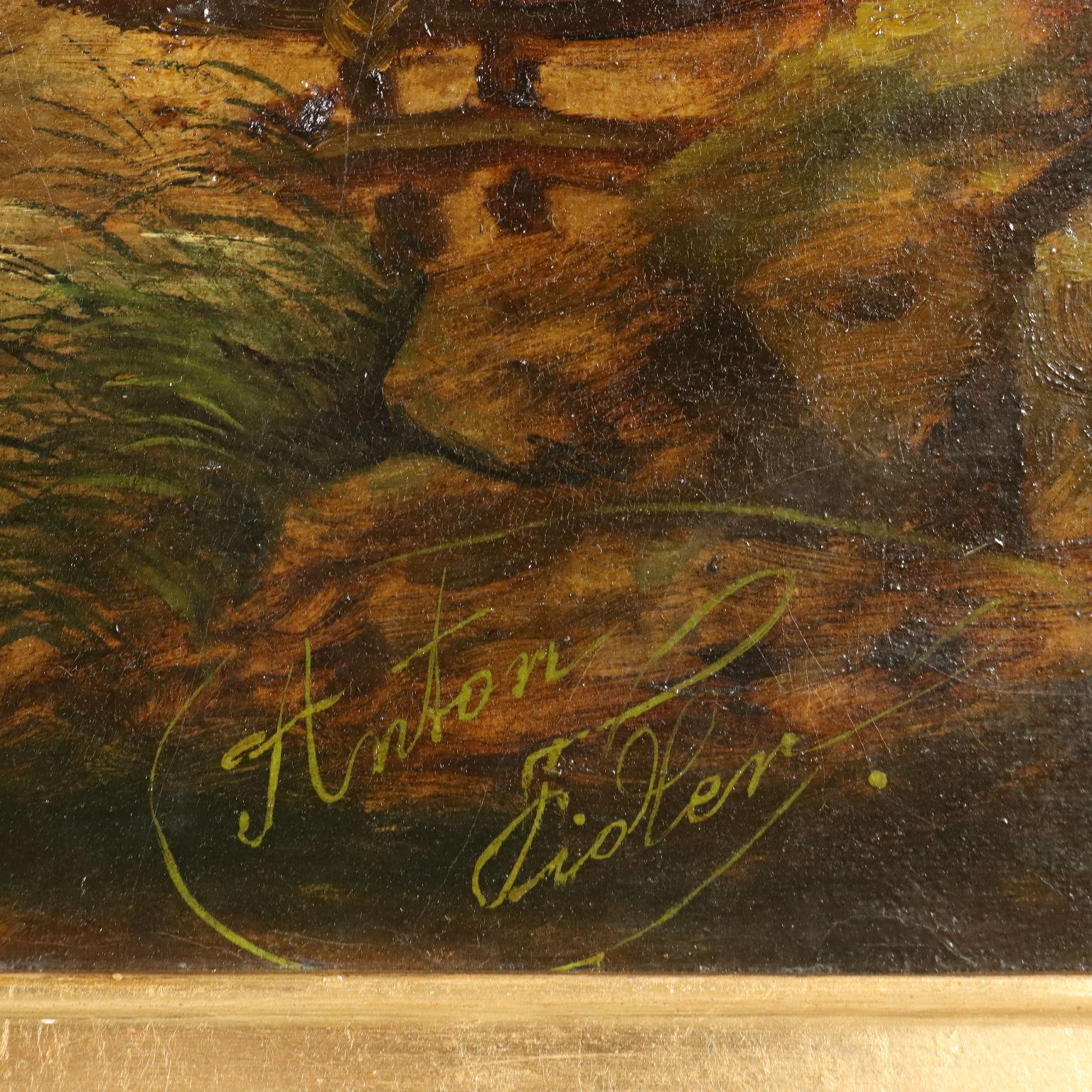 Malerei Landschaft mit Figuren 19.-20. Jahrhundert 3
