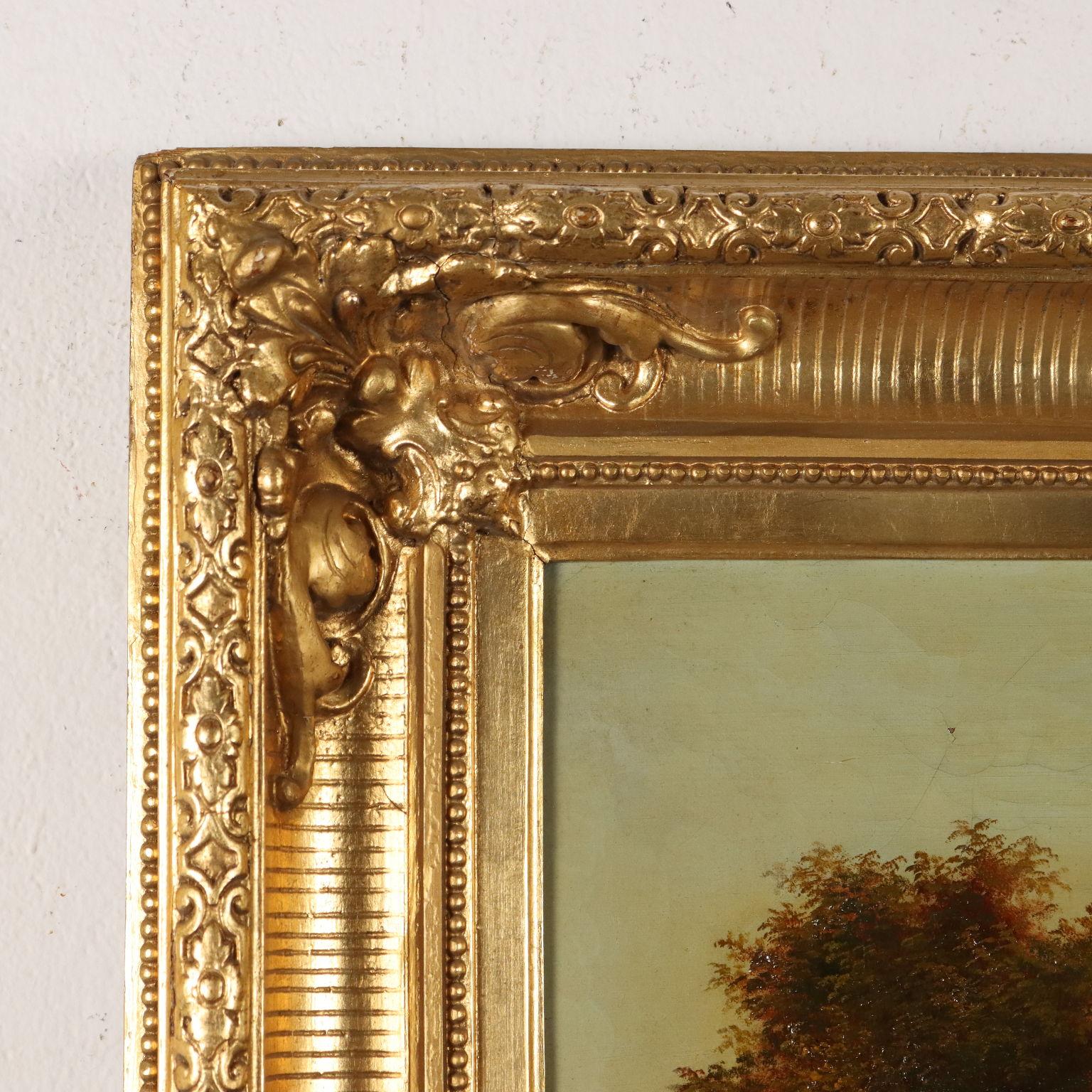 Malerei Landschaft mit Figuren 19.-20. Jahrhundert 4